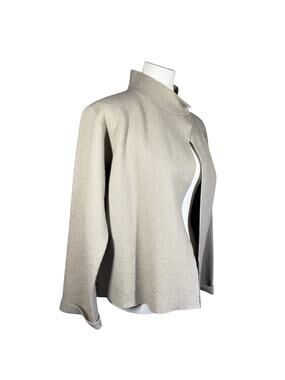 Herman Geist Vintage 100% Wool Tan Cardigan Sweater Jacket Women's Small